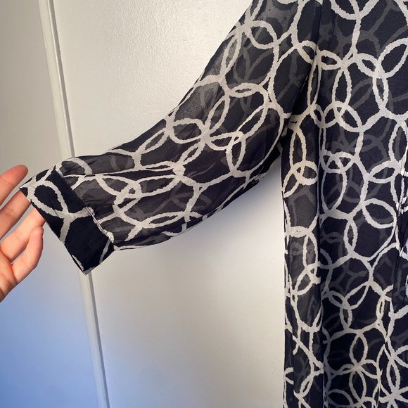 Vintage Sheer Flowy Patterned Blouse with Bow, S/M - Picture 4 of 4